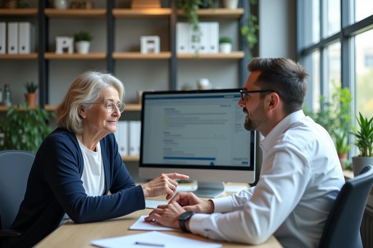 Deux agents administratifs de l'académie d'Amiens consultant ensemble le portail intranet sur un ordinateur de bureau